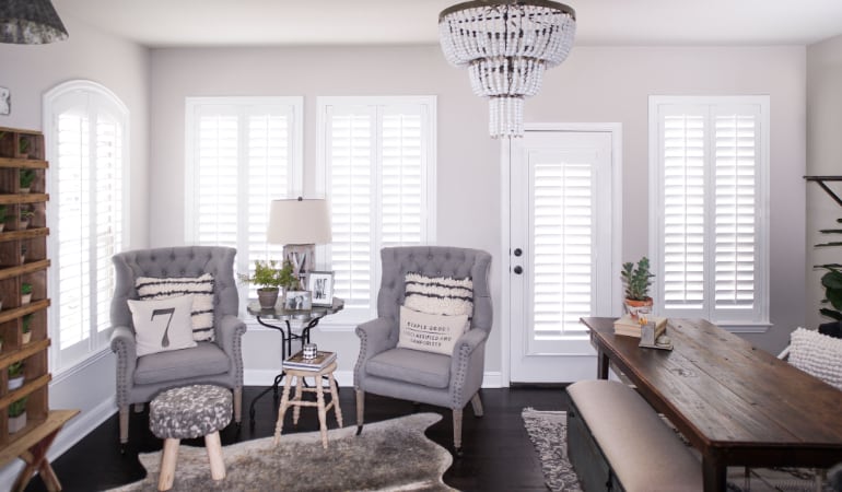 Plantation shutters in a Indianapolis living room